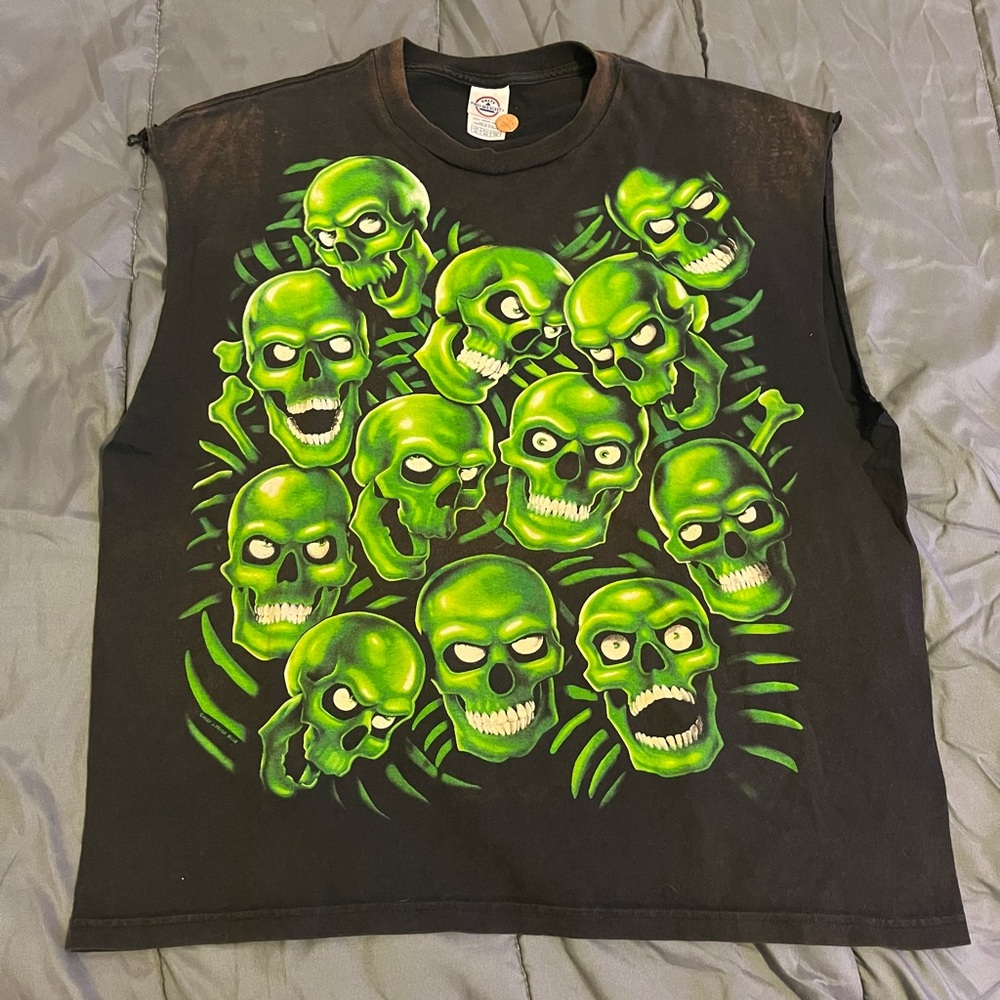 Liquid Blue Black and Green Skull Tee